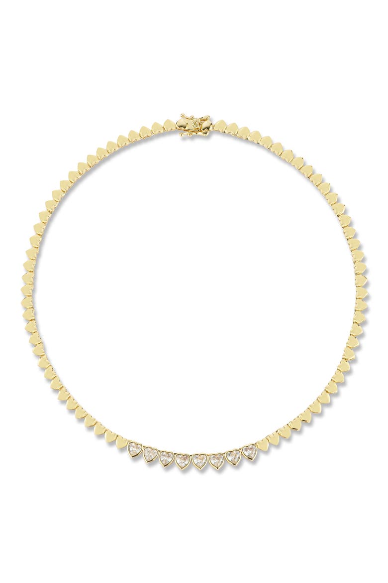 Heart Cubic Zirconia Necklace, Alternate, color, GOLD