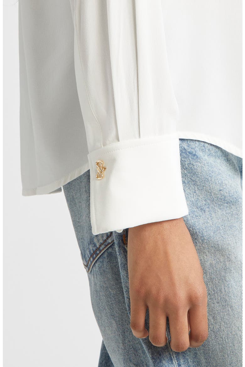 Arabella Silk Button-Up Shirt, Alternate, color, WHITE