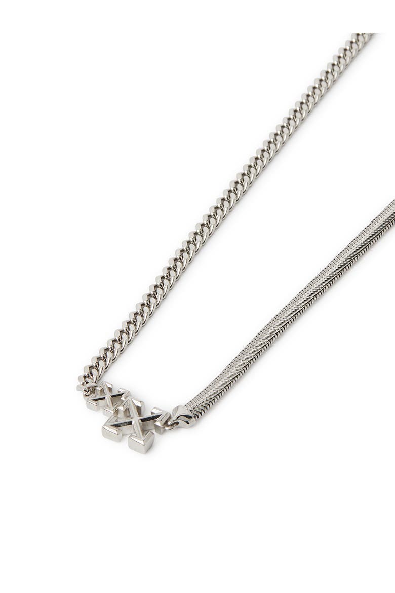 Men's Double Arrow Necklace, Alternate, color, Silver