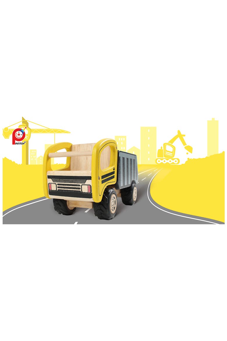 Wood Toy Dump Truck, Alternate, color, YELLOW