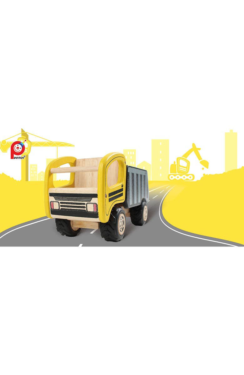 Pintoy Wood Toy Dump Truck, Alternate, color, Yellow
