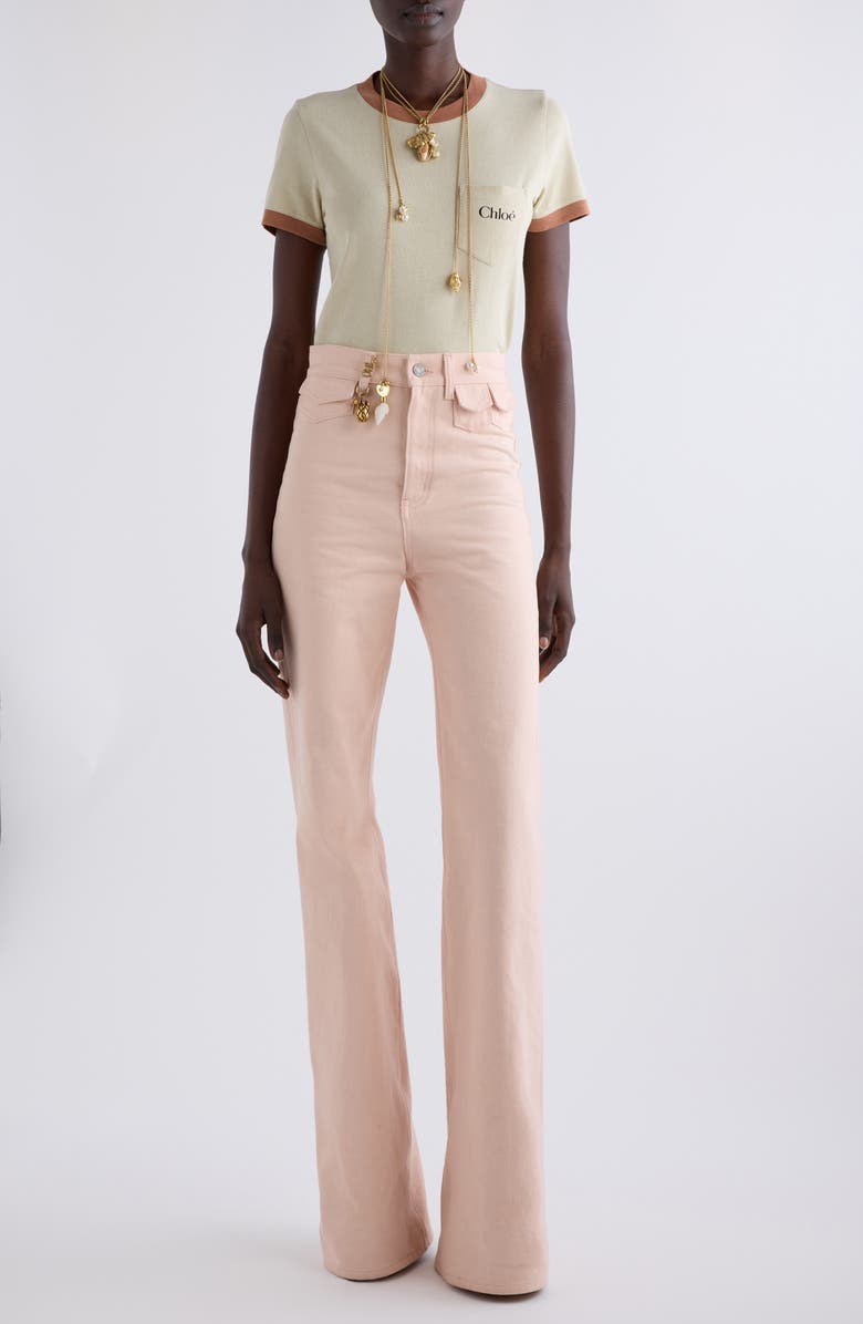 Chloé Cotton Ringer T-Shirt, Main, color, Blossom Beige