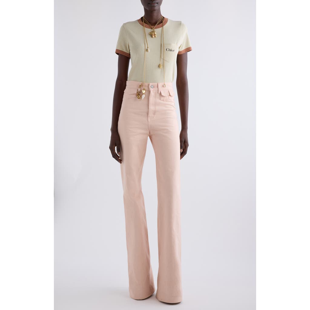 Shop Chloé Cotton Ringer T-shirt In Blossom Beige