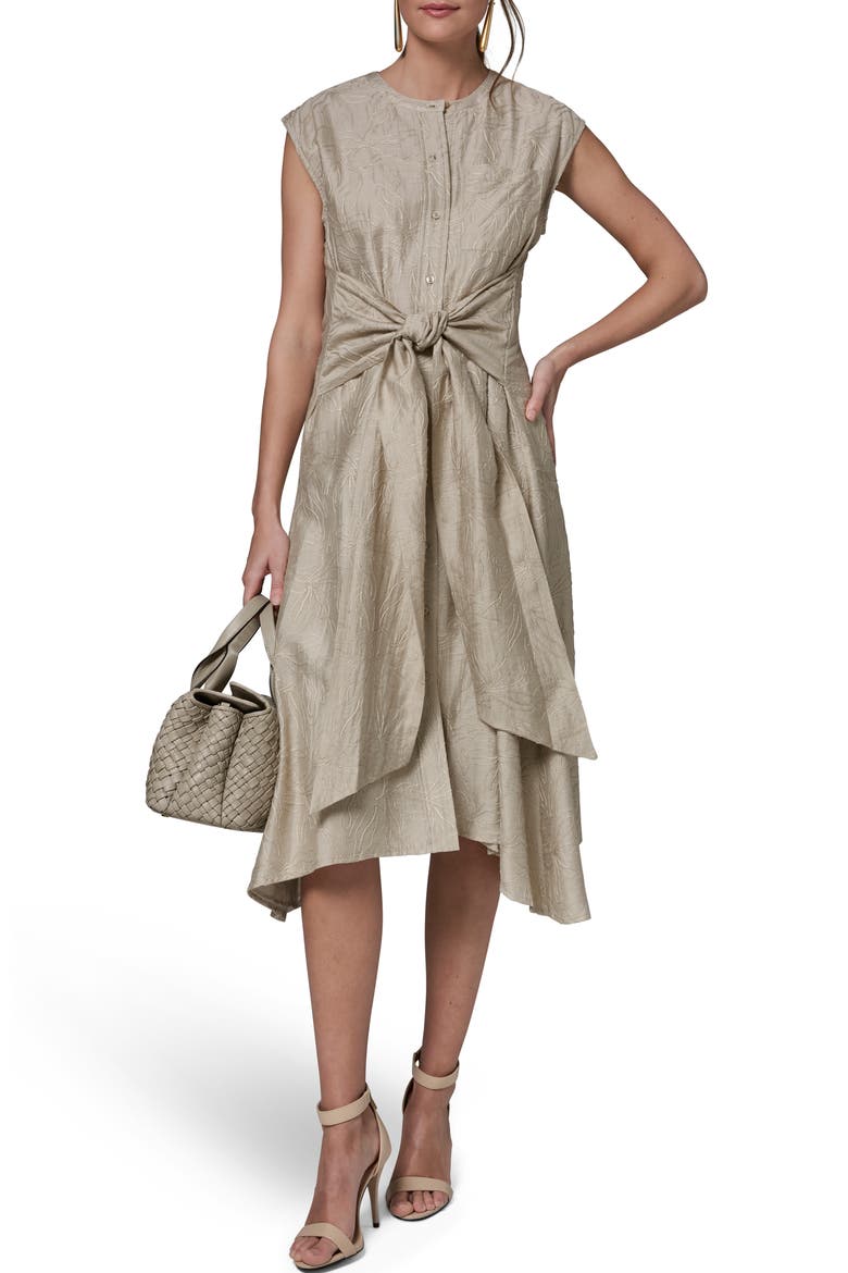 Embroidered Handkerchief Hem Midi Dress, Alternate, color, TUSCAN GREY