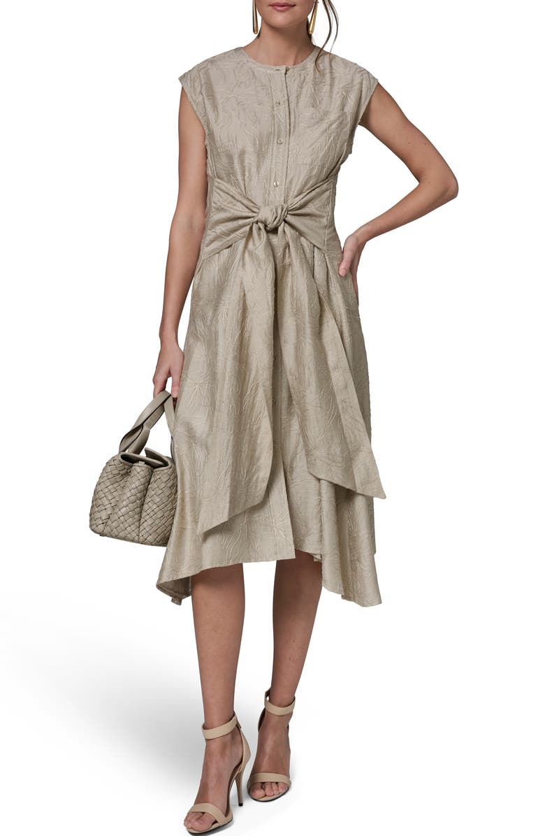 Donna Karan New York Embroidered Handkerchief Hem Midi Dress, Alternate, color, Tuscan Grey