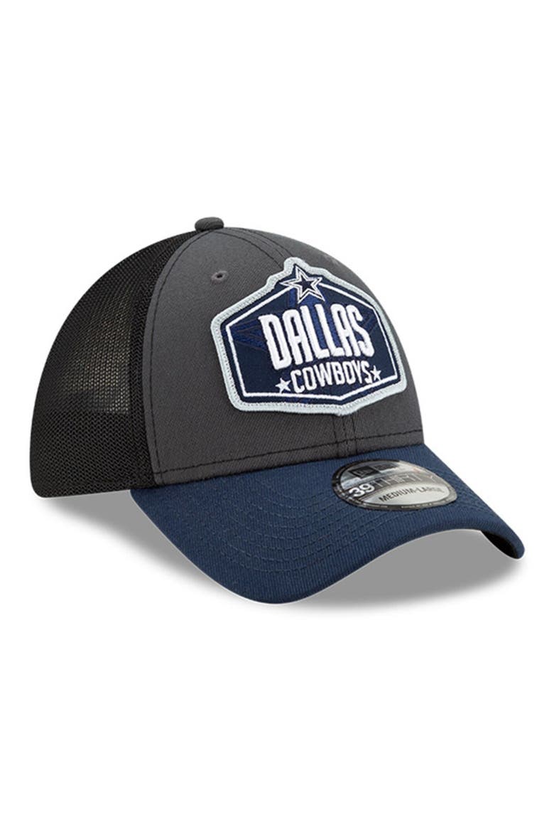 Men's New Era Graphite/Navy Dallas Cowboys 2021 NFL Draft Trucker 39THIRTY Flex Hat, Alternate, color, GRAPHITE