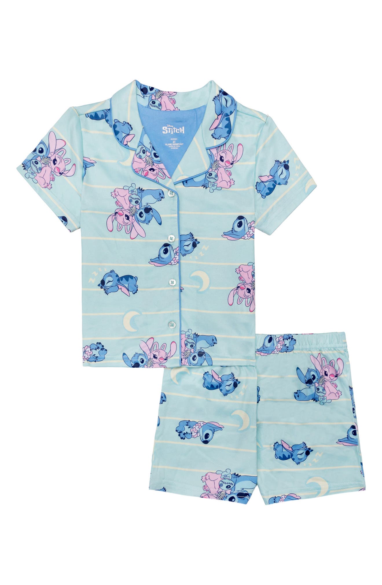 AME Disney® Lilo & Stitch Milky Jersey Two-Piece Short Pajamas