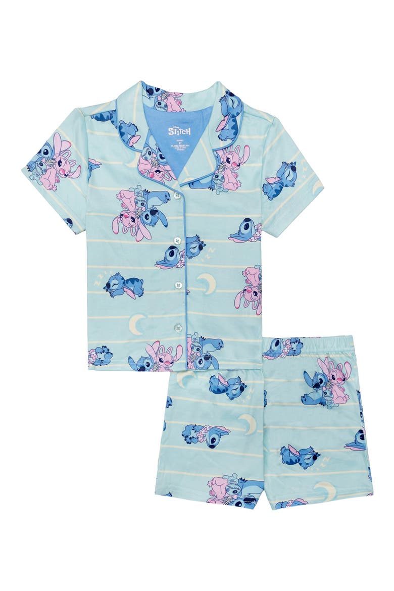 Disney® Lilo & Stitch Milky Jersey Two-Piece Short Pajamas, Main, color, BLUE