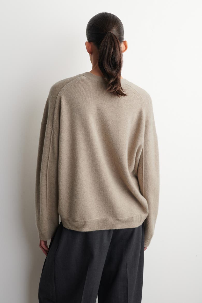 Cashmere V-Neck Cardigan, Alternate, color, BEIGE