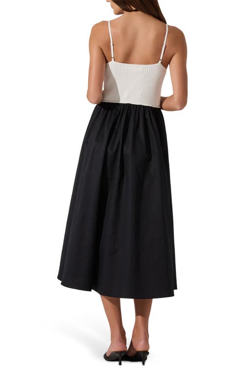Astr The Label Contrast Mixed Media Midi Dress In White Black