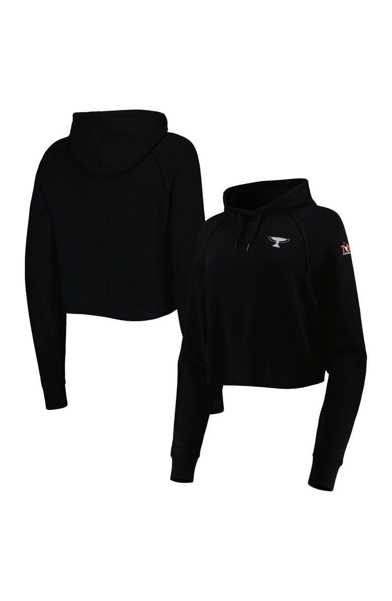 tasc Performance Women's tasc Performance Black TOUR Championship Varsity Cropped Raglan Pullover Hoodie, Main, color, Black