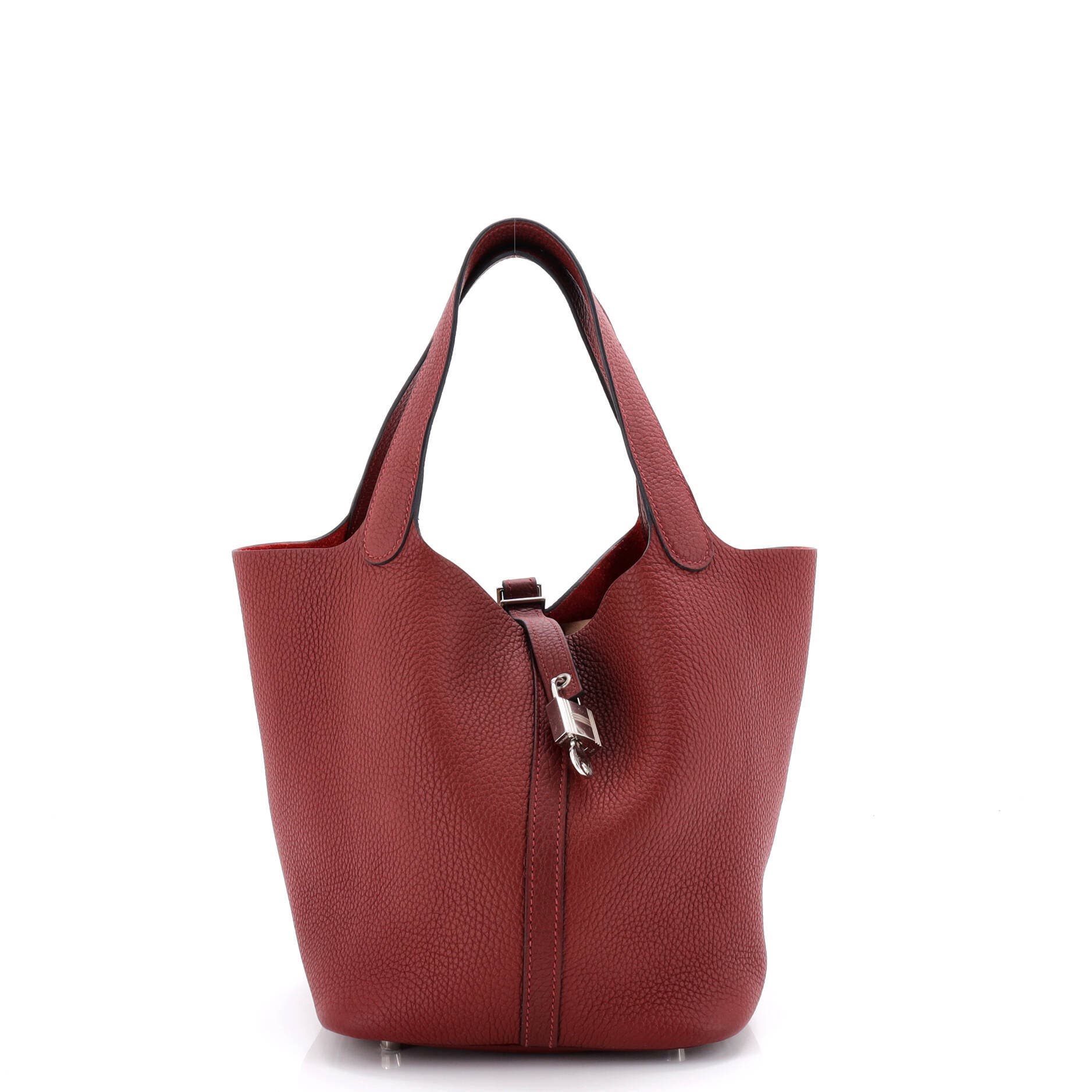 Pre-Owned Hermes Picotin Lock Bag Clemence MM, Main, color, Rouge H