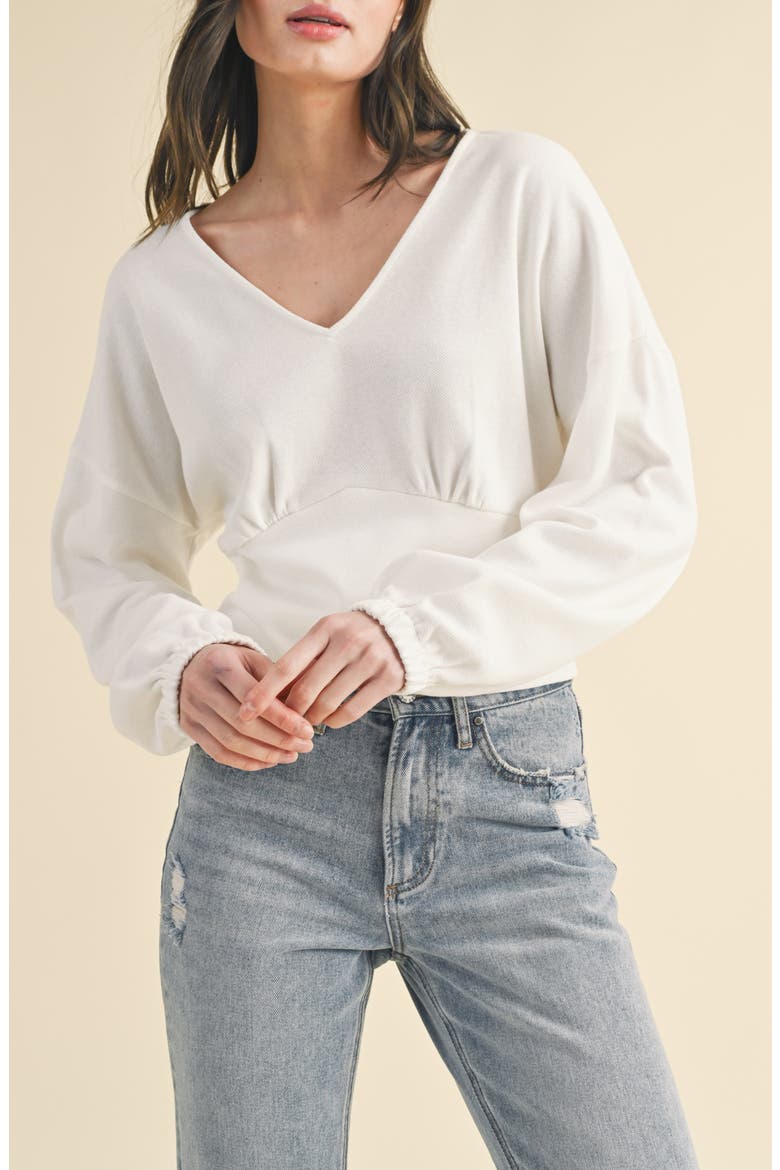 Long Sleeve Cotton Underbust Top, Main, color, IVORY