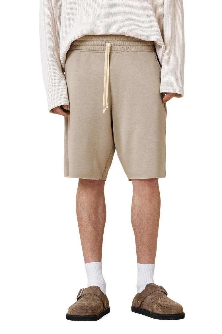 Helix Straight Fit Cotton Blend Sweat Shorts, Main, color, MIRE BROWN