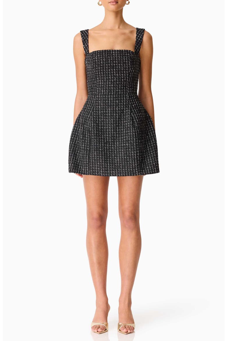 Galadirel Check Tweed Minidress, Main, color, BLACK