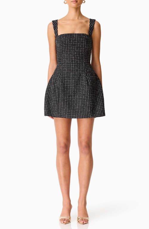 Elliatt Galadirel Check Tweed Minidress In Black