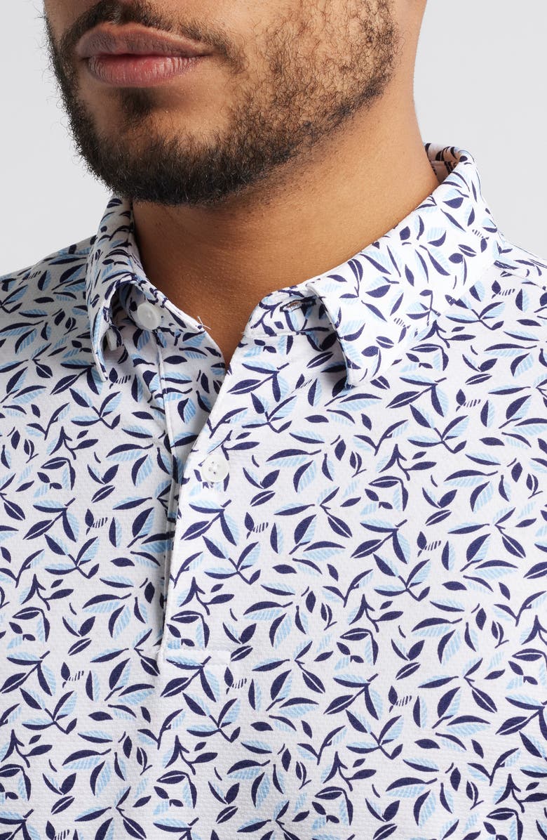 Mizzen+Main Halyard Trim Fit Print Polo, Alternate, color, White Foliage