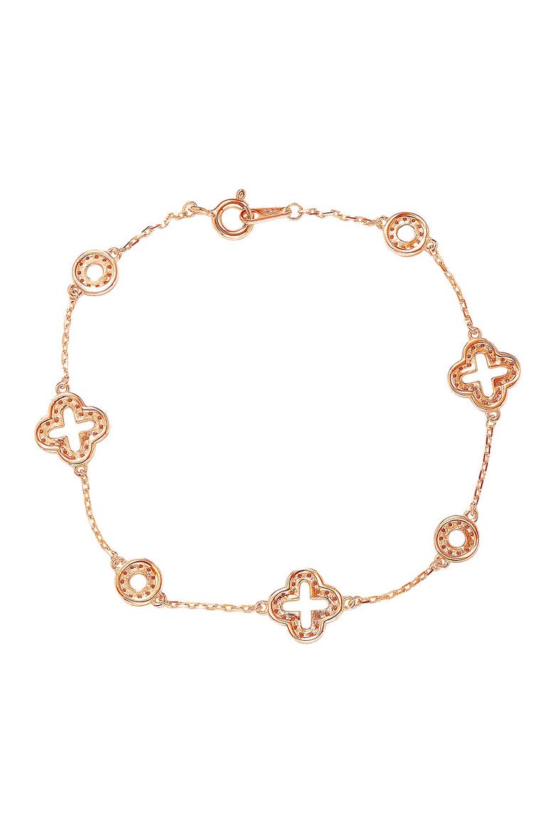 Sterling Silver CZ Station Bracelet, Alternate, color, ROSE