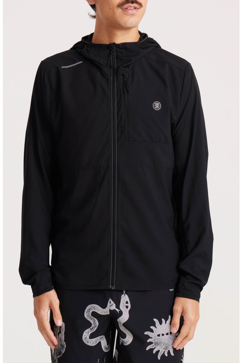 Second Wind Water Resistant Hooded Jacket, Main, color, BLACK