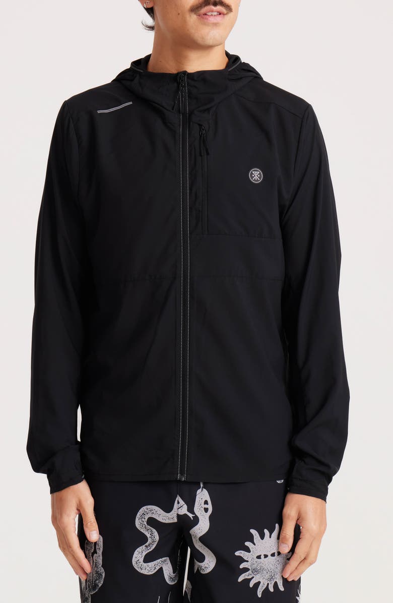 Roark Second Wind Water Resistant Hooded Jacket, Main, color, Black