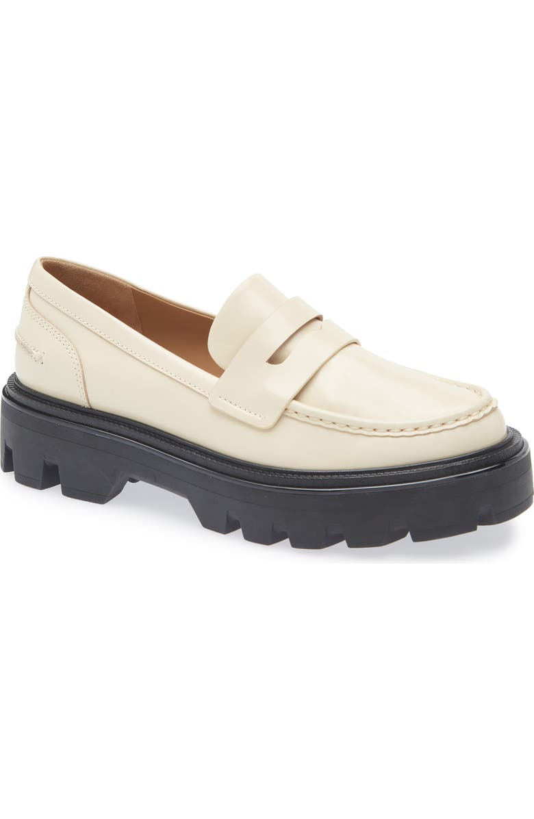 rag & bone Quinn Platform Penny Loafer, Main, color, Greige