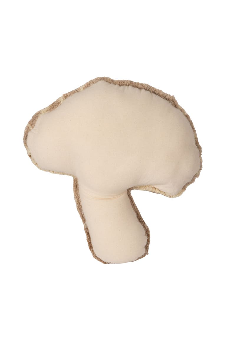 Wool Tufted Mushroom Shaped Pillow, with Cotton Back, Cream, Beige and Brown, Alternate, color, Cream