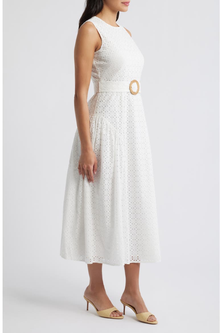 Eyelet Belted Sleeveless Maxi Dress, Alternate, color, IVORY