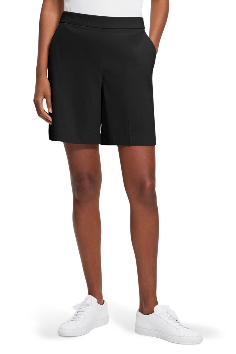 Linen Blend Shorts, Main, color, BLACK