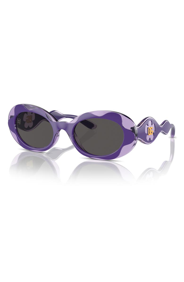 Dolce&Gabbana Kids' 49mm Small Oval Sunglasses, Alternate, color, Purple / Dark Grey