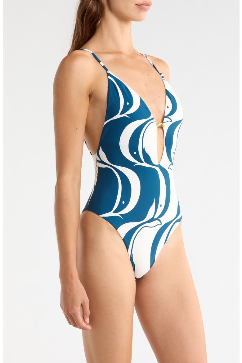 Fish Print One-Piece Swimsuit, Alternate, color, PEIXE COPA