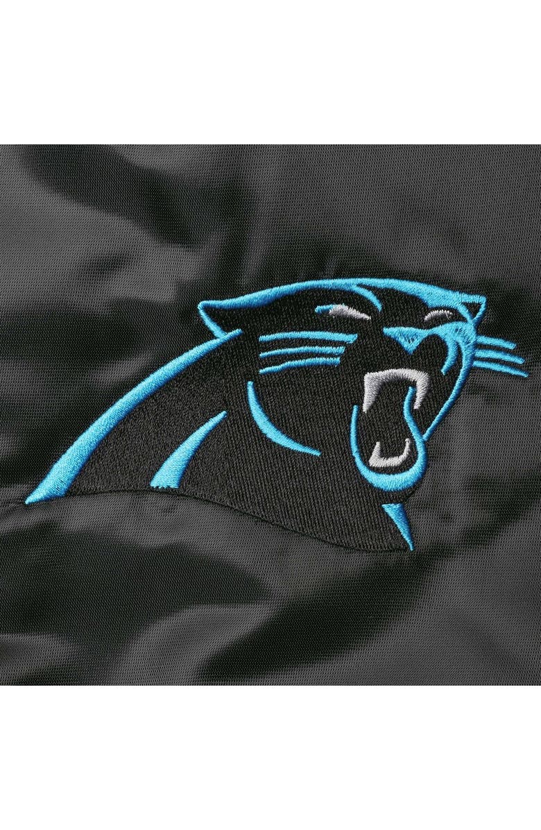 STARTER Men's Starter Black Carolina Panthers Locker Room Satin Varsity Full-Snap Jacket, Alternate, color, Black