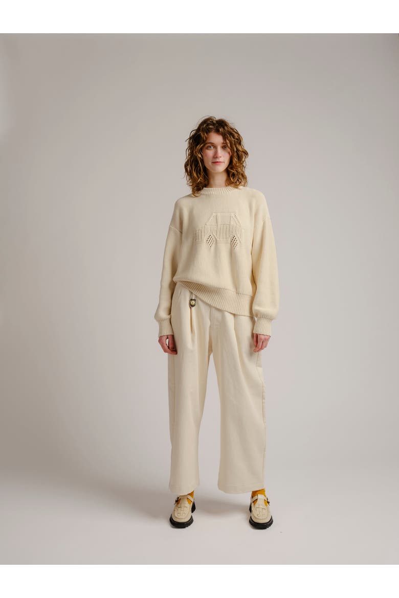 Oversized Pima Cotton Sweater, Main, color, Bone