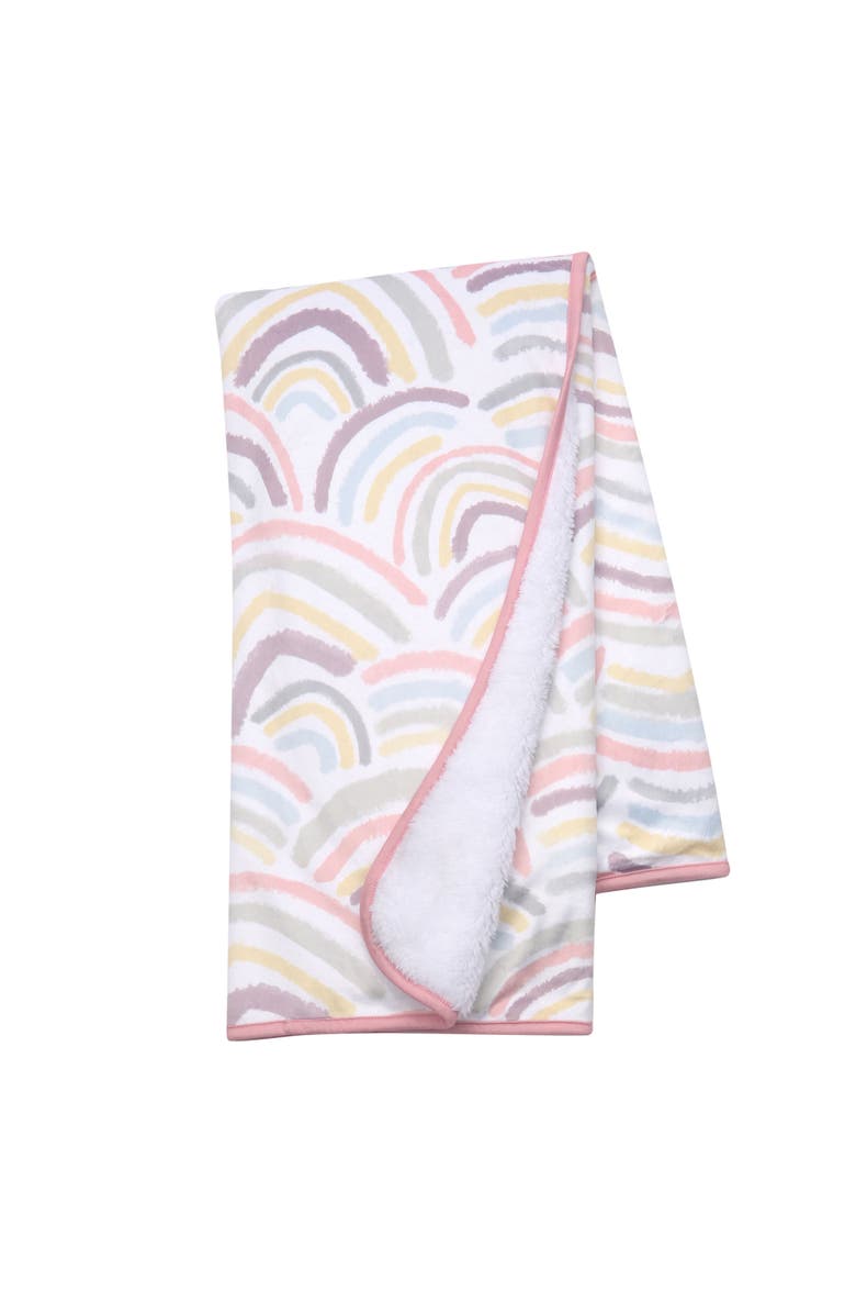 Lambs & Ivy Signature Rainbow Minky/Faux Shearling Soft Fleece Baby Blanket, Main, color, Multicolor