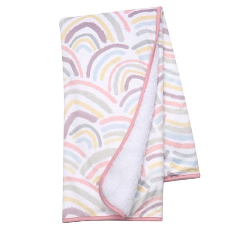 Signature Rainbow Minky/Faux Shearling Soft Fleece Baby Blanket