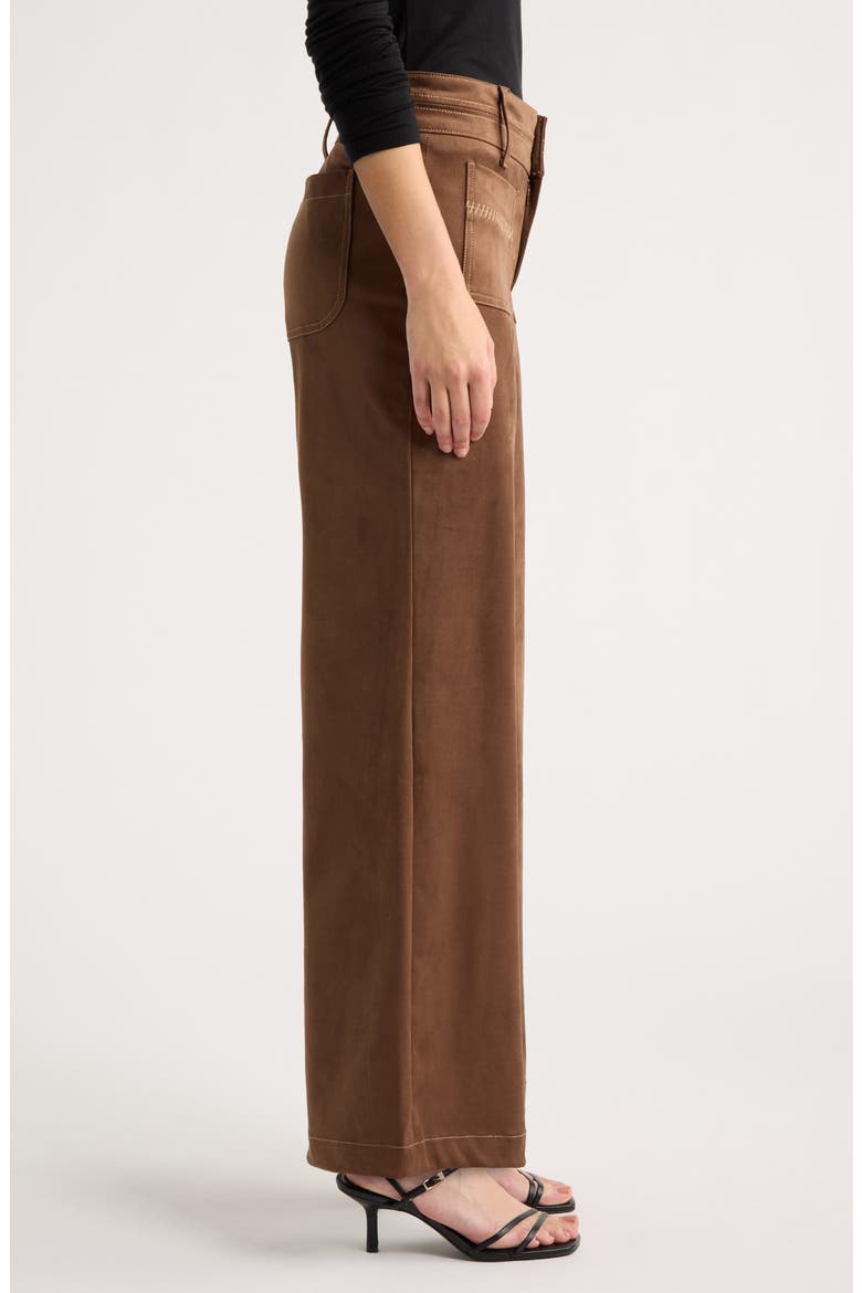 Wide Leg Faux Suede Pants, Alternate, color, BROWN