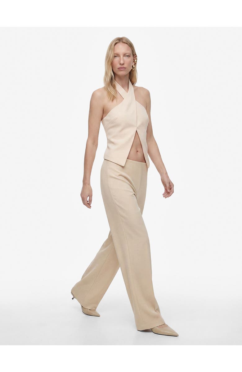 Koton High Waist Wide Leg Trousers, Alternate, color, Ecru