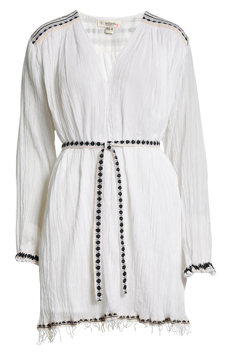 lemlem Habiba Belted Long Sleeve Cover-Up Dress, Alternate, color, 
