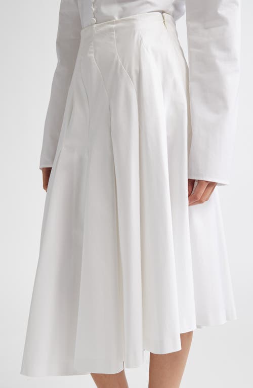 FFORME FFORME RIO ASYMMETRIC PLEATED ORGANIC COTTON POPLIN MIDI SKIRT 