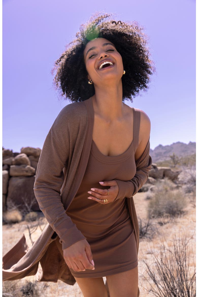 Always Right Rib Tank Dress, Alternate, color, COCOA BROWN