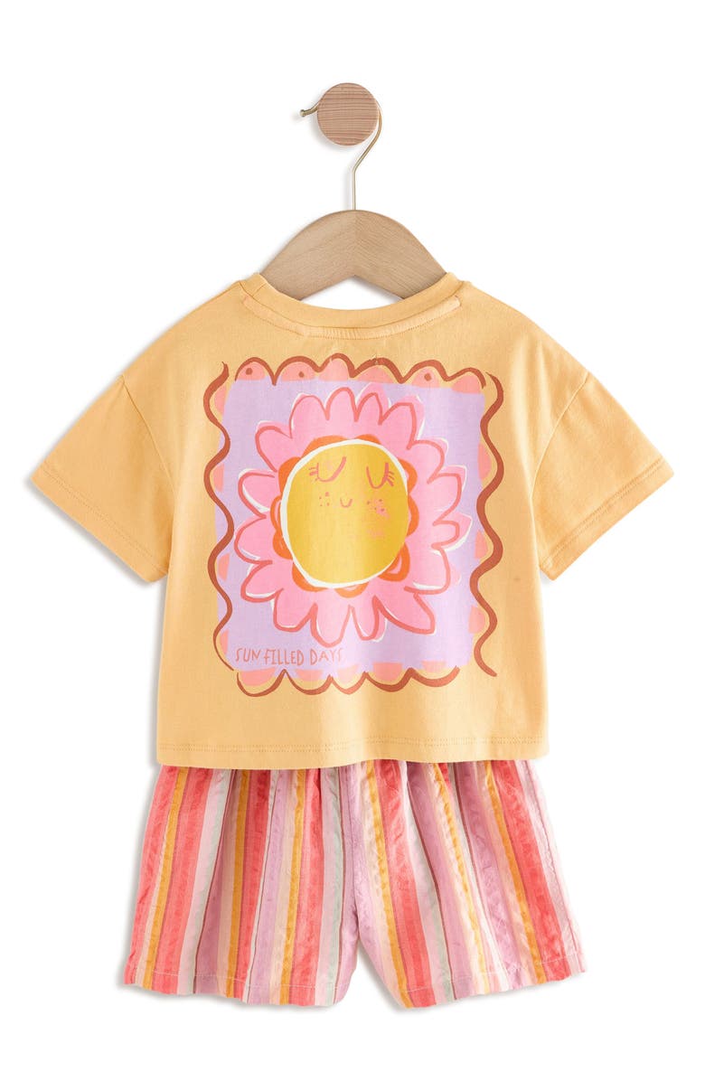 NEXT Kids' Sunshine Cotton Graphic T-Shirt & Stripe Shorts Set, Alternate, color, 