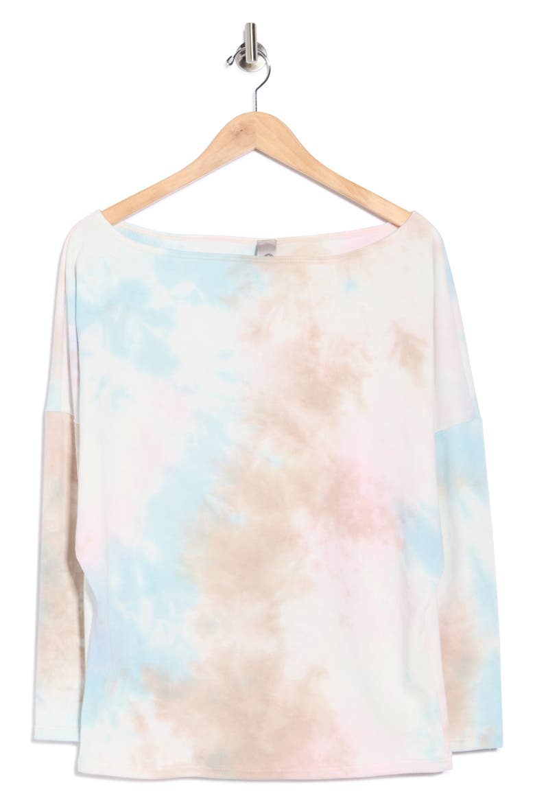 Tie Dye Boat Neck Sweater, Alternate, color, WHITE/ MOCHA SPLASH MULTI