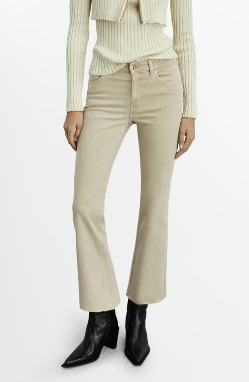 Shop Mango Crop Flare Jeans In Sand
