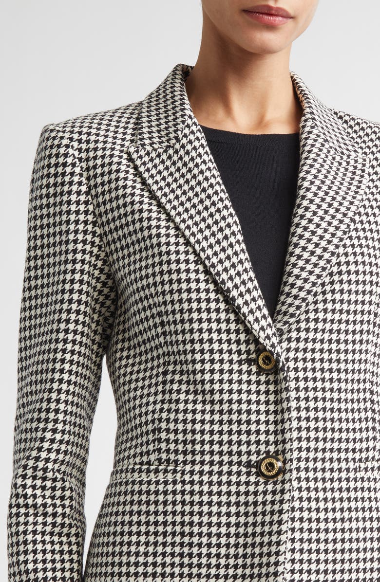 ST. JOHN Vichy Houndstooth Cotton Blend Jacket, Alternate, color, Black/ Ecru