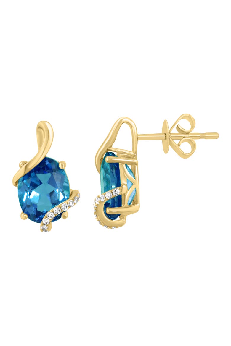 London Blue Topaz & Diamond Swirl Stud Earrings, Alternate, color, BLUE