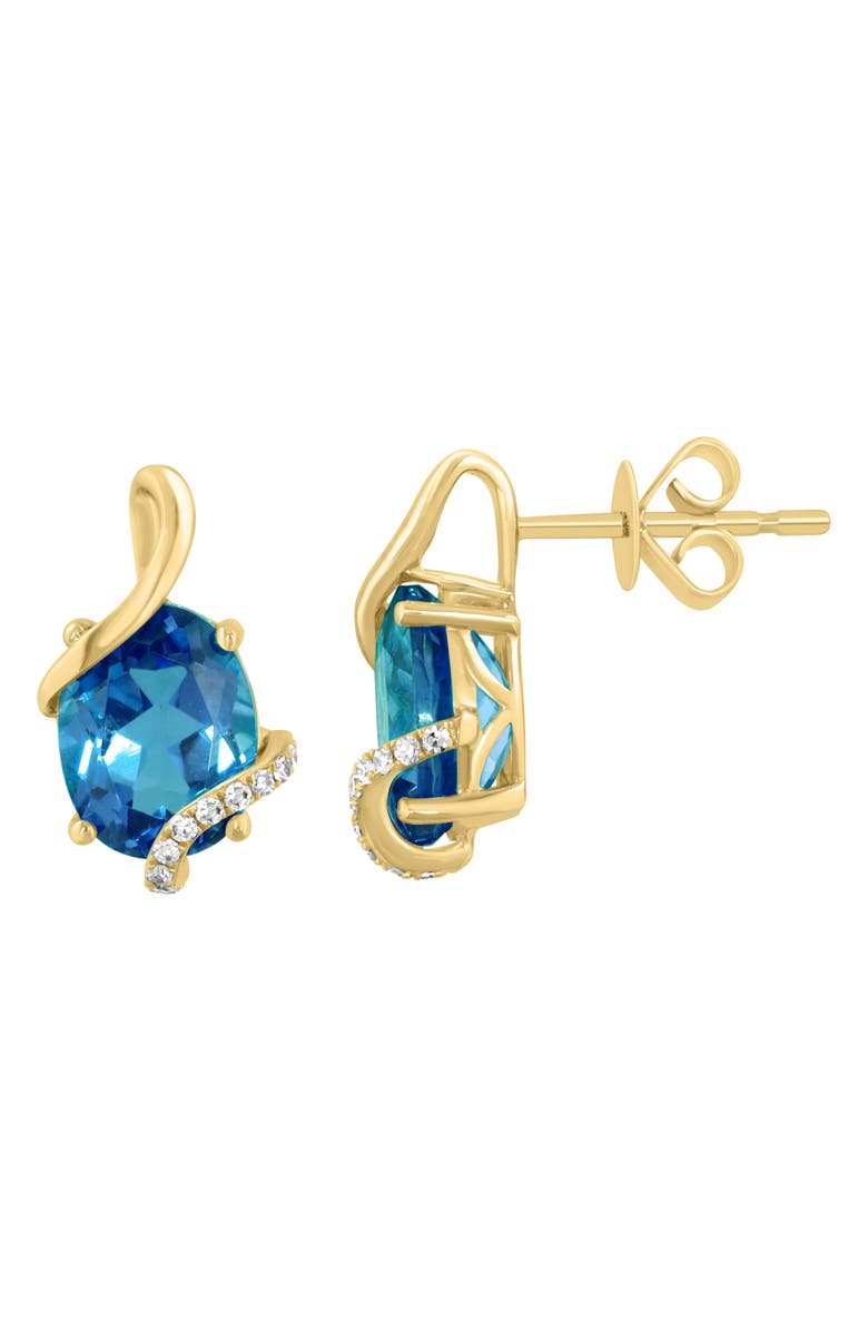 EFFY London Blue Topaz & Diamond Swirl Stud Earrings, Alternate, color, Blue