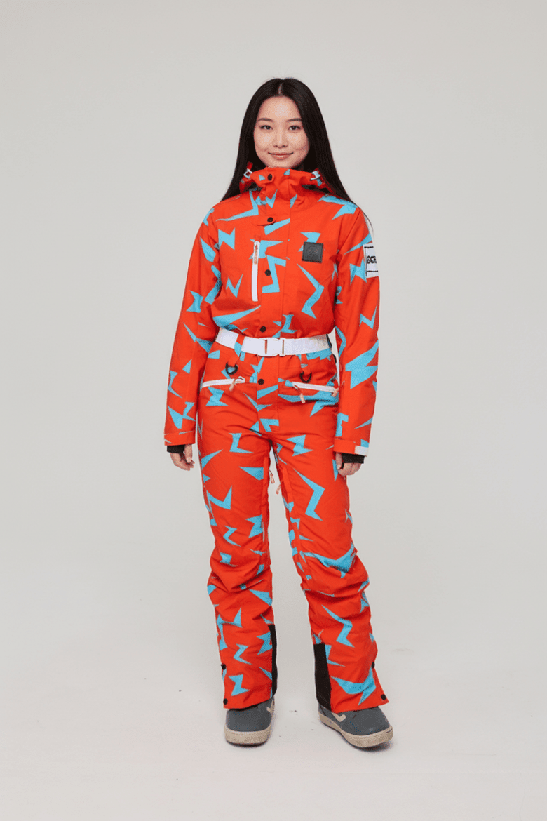 Starman Ski Suit Women's, Alternate, color, Red with blue patterns