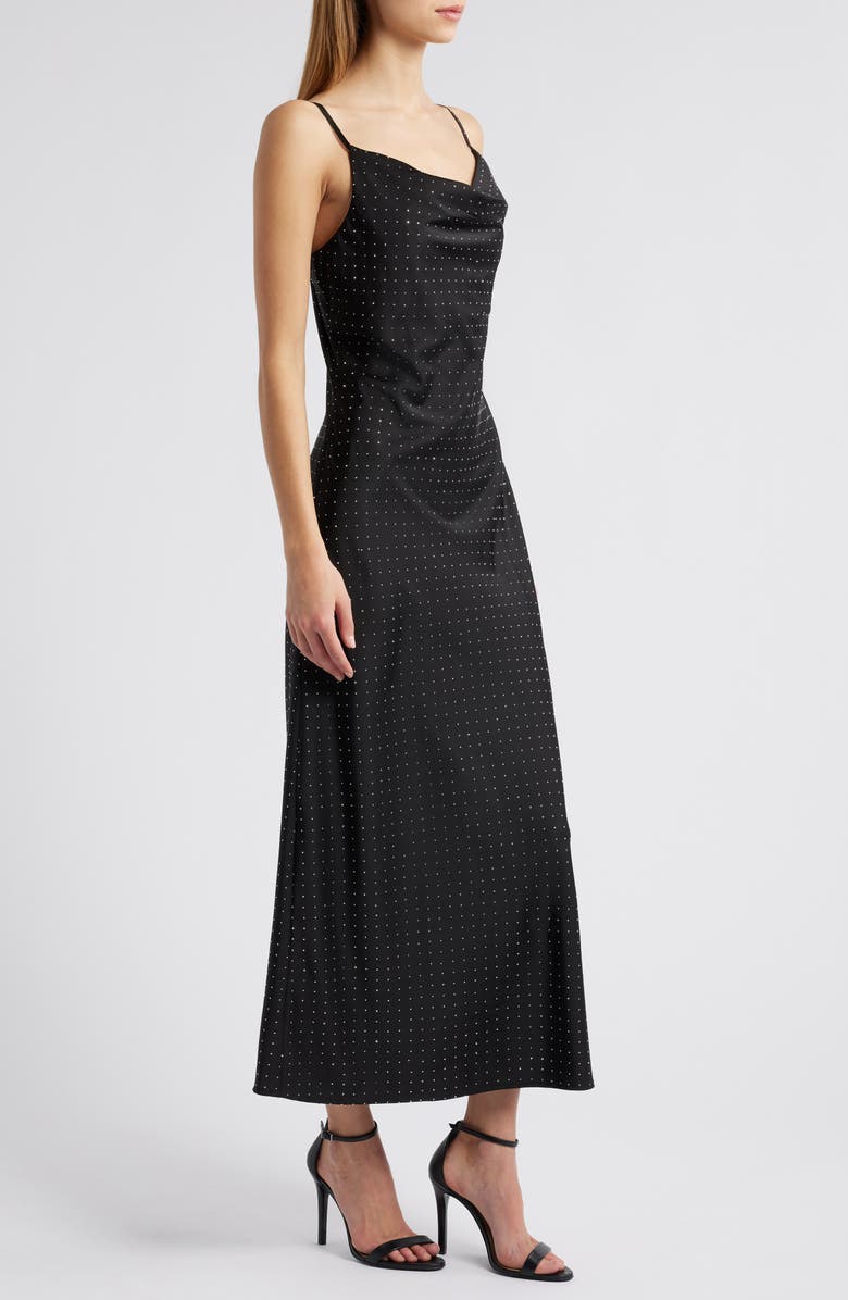 Rare London Diamante Satin Midi Slipdress, Alternate, color, 