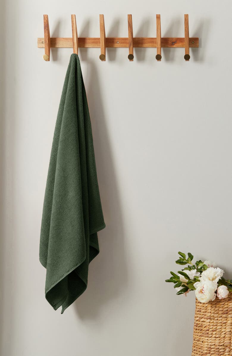 Woven & Weft Cotton 6-Piece Textured Towel Set, Alternate, color, Forest Green