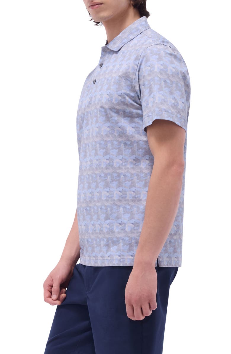 Bugatchi Vincent OoohCotton<sup>®</sup> Geo Print Polo, Alternate, color, Almond