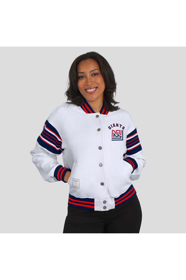 Women's WEAR by Erin Andrews White New York Giants Full-Snap Fleece Sweatshirt Jacket, Alternate, color, White